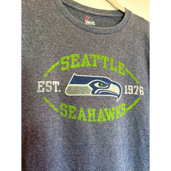 Majestic Men's Long Sleeve Seattle Seahawks T-Shirt in Blue - Size M - Picture 3 of 4